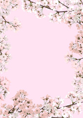 Naklejka na ściany i meble 満開の桜の花　春　3DCG