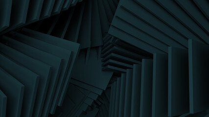 Obraz premium Abstract Geometric Deep Green 3d Rendering of Dimensional Panels for Business Presentation