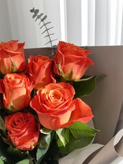 주황색 장미 꽃다발