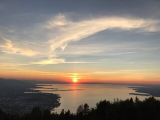 sunset over the lake