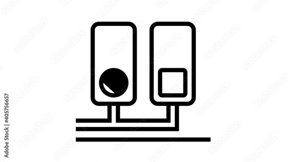 Poster socket and antenna output installation animated black icon. socket and antenna output installation s