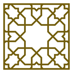 Arabic geometric ornament in brown color. Frame.