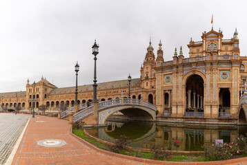 the Plaza de Espana in the Parque de Maria Luisa in Seville in Andalusia