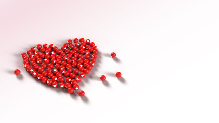 3d red heart balls for valentines day on white background
