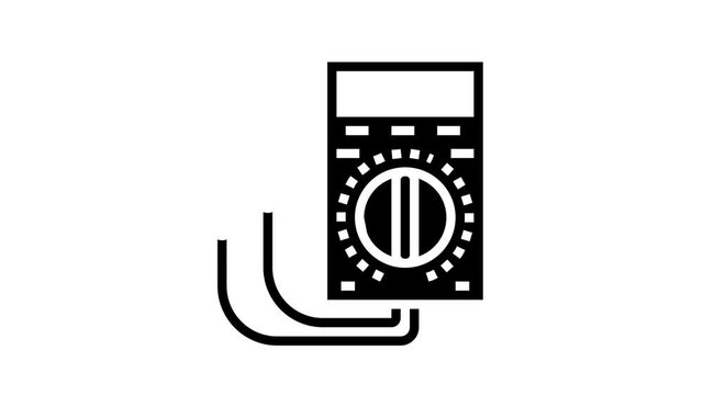 ammeter tool animated glyph icon. ammeter tool sign. isolated on white background