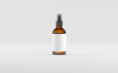 Amber Spray Bottle Mockup 3D Illustration
