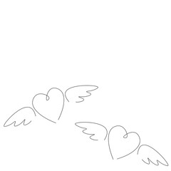 Hearts with wings on white background, vector illustration