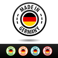 Made in Germany badges with German flag.