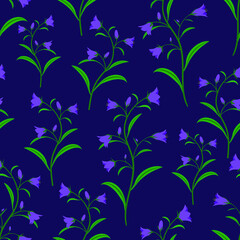 Seamless pattern of bells on a purple background