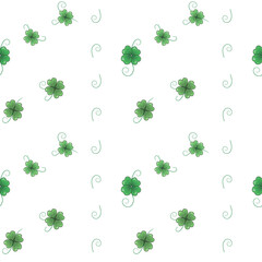 Vector seamless pattern for St. Patrick's Day. Green clover leaves with sprout
