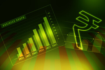 2d rendering Stock market online business concept. business Graph with indian rupee sign