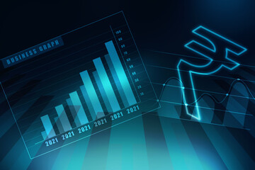2d rendering Stock market online business concept. business Graph with indian rupee sign