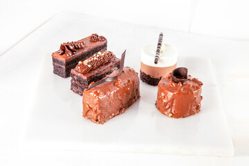 Cold chocolate pudding mousse cake pastries