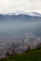 View of Bilbao from a hill in a winter day
