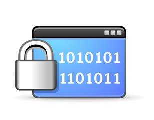 Cybersecurity and data protection, https protocol. Professional vector icon.