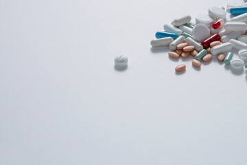 medication pills on white background