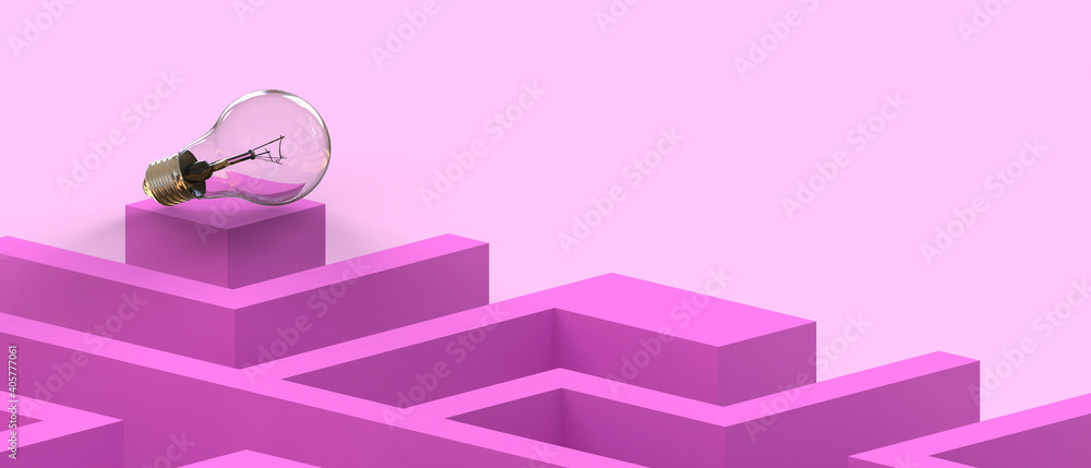 Poster abstract creative idea inspiration geometry shapes and bulb concept goals in the business path on pu