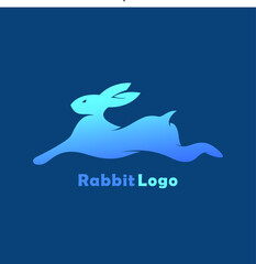Jumping rabbit vector logo template