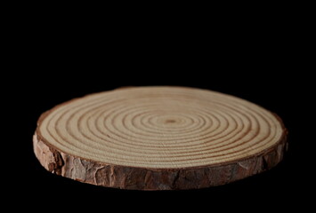 Fototapeta na wymiar Tree trunk cross section, wooden stump isolated on white background