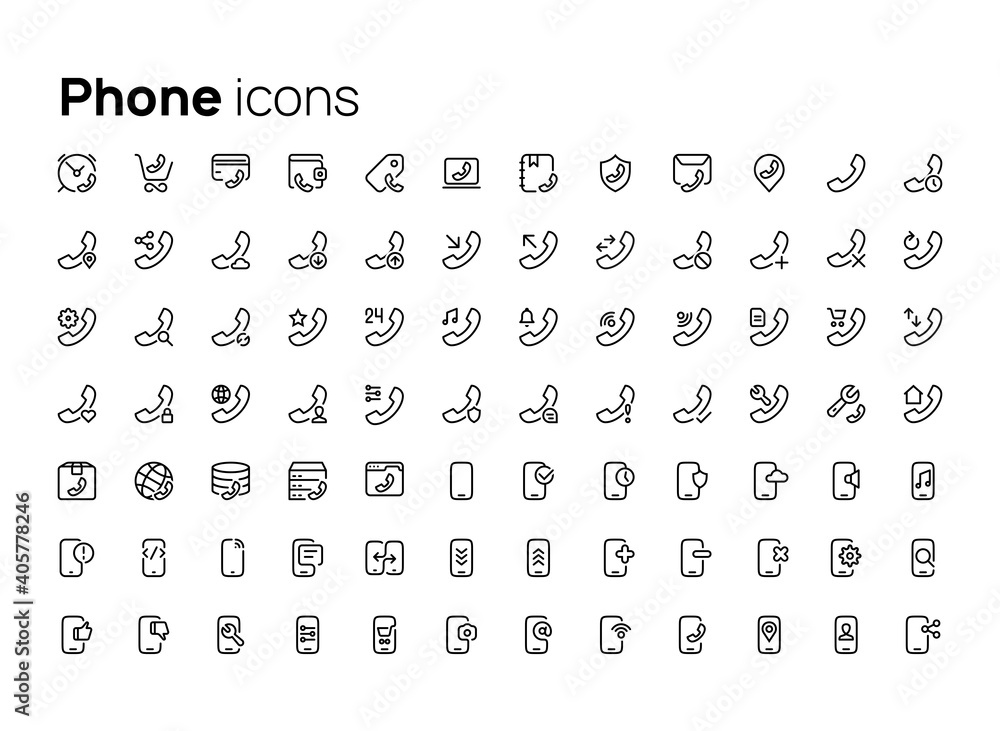 Poster phone. high quality concepts of linear minimalistic flat vector icons set for web sites, interface o