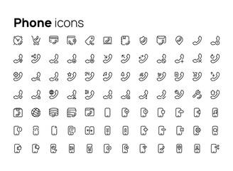 Phone. High quality concepts of linear minimalistic flat vector icons set for web sites, interface of mobile applications and design of printed products.