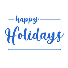 happy holidays sentence in the middle of the blue box