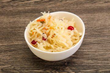 Sauerkraut with cranberry in the bowl