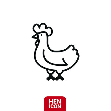 Vector image. Icon of a cute and friendly hen.