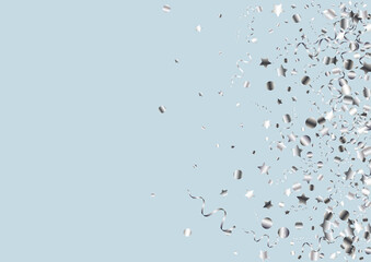 Silver Confetti Decoration Vector Blue