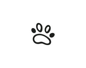 Hand-drawn footprint of an animal. Single element isolated on white background. Vector illustration.