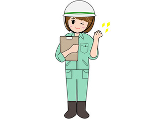 ガッツポーズをする土木女子