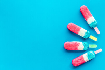 Homemade fruit ice cream or popsicles top view