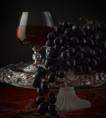 Glass of wine and grapes