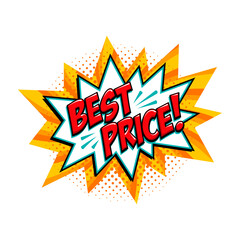 Best price Comic yellow sale bang balloon - Pop art style discount promotion banner.