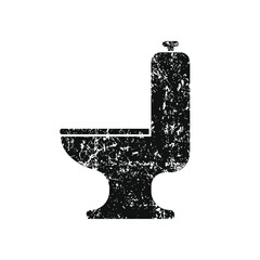 Toilet seat vector icon. Grunge texture. Lavatory and water closet symbol. Bathroom or wc sign. Hygiene and sanitary logo. Clip-art silhouette.