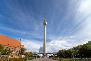 Naklejka premium Berliner Fernsehturm Berlin Fernsehturm Deutschland Alexanderplatz Weltzeituhr TV Turm 