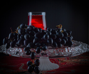 Glass of wine and grapes