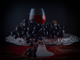 Glass of wine and grapes