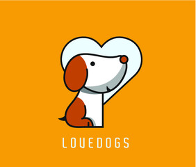 Love Dog Pet logo concept vector design