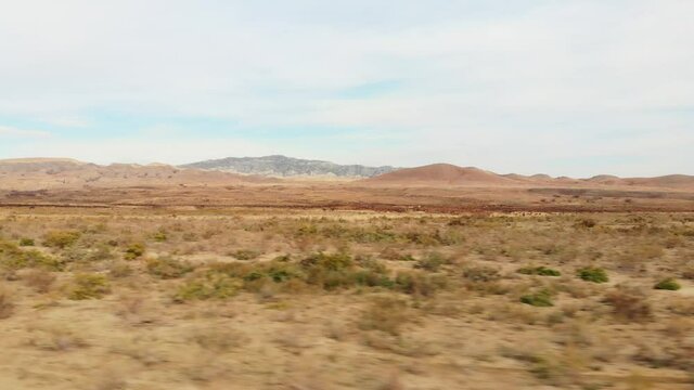 Fast passing deserted landscape view in VAshlovani national park. Window Point of view perspective