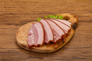 Tasty smoked pork brisket slice