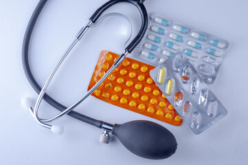 stethoscope and Pills