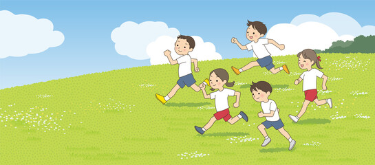 Illustration vector of running children