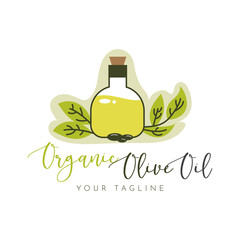 Organic olive oil logo vector illustration, cooking, brand, identity, virgin oil design, food blogger, oil company, essential oils, organic logo