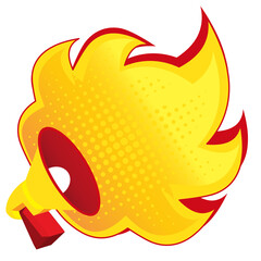 Hot news. Breaking News. Banner design template. Speech bubble like fiery flame, flame silhouette. For design of flyers, brochures, websites. Use for printing on paper, textiles, posters, banners