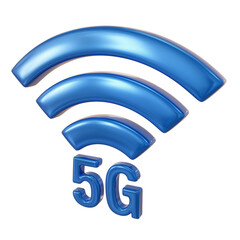 Blue 5G network icon 3d illustration