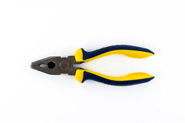 Black and yellow pliers Isolated over white background