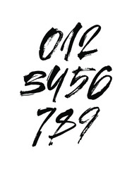 vector set of calligraphic acrylic or ink numbers. ABC for your design, brush lettering on a white background