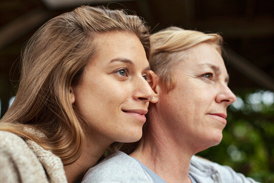Thoughtful woman with her mother in law