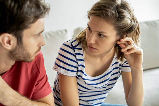 Young couple talking with each other